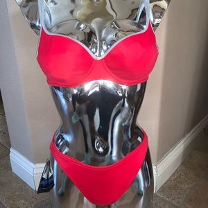 NWT Red and silver underwire two piece bikini set